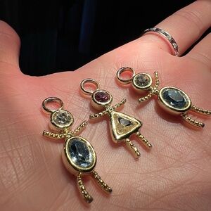 Unique Bargains Three Gold and Crystal Charm Necklace pendants (no chains)